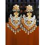 Crunchy Fashion Bollywood Jewellery Traditional Ethnic Bridal Bride Wedding Bridesmaid Pearls Drop Grey Meenakari/Hand Painted Chandbaali Indian Earrings Jewelry For Women