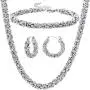 ORAZIO Stainless Steel Byzantine Chain Necklace Bracelet Earrings for Women Jewelry Set ORAZIO Stainless Steel Byzantine Chain Necklace Bracelet Earrings for Women Jewelry Set
