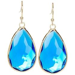 Swiss Blue Quartz Gold Clad Pear Shaped Wholesale Gemstone Fashion Jewelry Drop Earrings