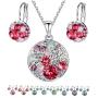 Leafael Ocean Bubble Womens Crystal Jewelry Set Costume Fashion Pendant Necklace Earring Set, Silver Tone or 18K Rose Gold Plated, 18'' + 2'', Gifts for Women