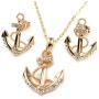 FC Jory Rose Gold Plated Crystal Diamante Anchor Necklace Earrings Studs Jewelry Set