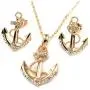 FC Jory Rose Gold Plated Crystal Diamante Anchor Necklace Earrings Studs Jewelry Set