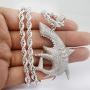 TENGLAI Hip Hop Shark Necklace, Long Chain Punk Rock Choker, Crystal Fish Jewelry, Premium Unisex Cubic Zirconia Shark Pendant with 24'' Rope/Box Chain