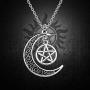 BEKECH Supernatural Inspired Gift Crescent Moon Charm Pentagram Pendant Necklace Devils Trap Symbol Jewelry Gift for Supernatural Lovers TV Show Lovers