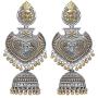 Aheli Exquisite Peacock Flower Design Oxidized Jhumki Earrings Crafted Indian Ethnic Dangler Fashion Jewelry for Women Girls