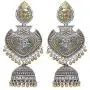 Aheli Exquisite Peacock Flower Design Oxidized Jhumki Earrings Crafted Indian Ethnic Dangler Fashion Jewelry for Women Girls