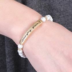 Inspirational Message Prayer Beaded Bracelet - Christian Bible Cuff Blessed, Faith, Love, Hope Natural Stone Bead Stretch Strand Bangle