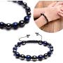 Top Plaza Men Women Reiki Healing Energy Natural Tiger Eye Stone Magnetic Hematite Therapy Beads Macrame Adjustable Braided Link Bracelet
