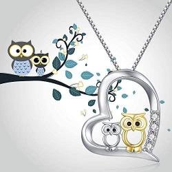 Owl Necklace, Owl Jewelry for Women 925 Sterling Silver Gold Owl Necklace for Women Owl Gifts for Owl Lover