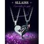 Sllaiss His&Hers Pendants Crystal from Swarovski Couples Necklace Puzzles Love Matching Heart Necklace