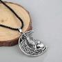 Flzaitian Wolf Jewelry Wolf and Crescent Moon Necklace for Men for Women