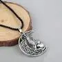Flzaitian Wolf Jewelry Wolf and Crescent Moon Necklace for Men for Women