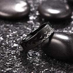 King Will Mens 6mm Tungsten Carbide Ring Inlaid with Seagull Pattern Black High Polished