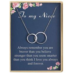 Niece Gift Necklace Aunt Gift Necklace S925 Sterling Silver Two Interlocking Infinity Double Circles Necklace Birthday Gifts for Women