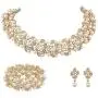 EVER FAITH Austrian Crystal Bridal Ivory Color Simulated Pearl Leaf Luxury Necklace Earrings Bracelet Set EVER FAITH Austrian Crystal Bridal Ivory Color Simulated Pearl Leaf Luxury Necklace Earrings Bracelet Set