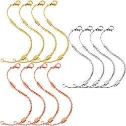 Hicarer 12 Pieces Stainless Steel Chain Extender Adjustable Necklace Extender Chain with Lobster Clasp