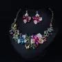 Hamer Wedding Jewelry Sets for Brides Multi-Color Crystal Flowers Choker Gothic Necklace and Earrings Sets Costume Jewelry for Women Hamer Wedding Jewelry Sets for Brides Multi-Color Crystal Flowers Choker Gothic Necklace and Earrings Sets Costume Jewelry for Women