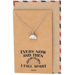 Quan Jewelry Taco Necklace, Gifts for Foodie Taco Lovers Mexican Food, Spanish Taco, Fall Apart Funny Quote Pendant Charm - 100% Handmade