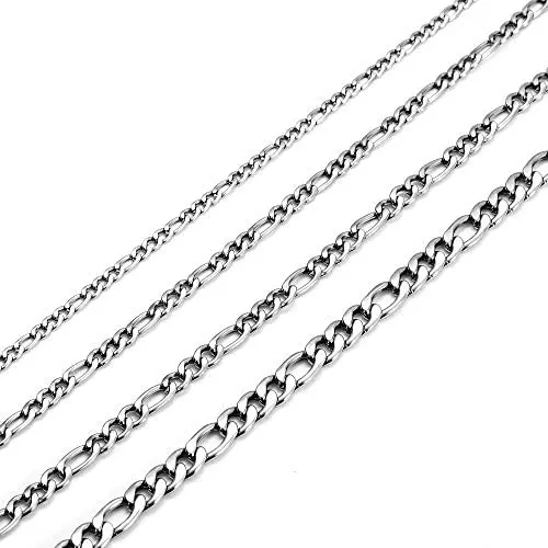 MEMGIFT Stainless Steel 16 Inches to 28 Inches Figaro Chain Necklace Width 3MM 4MM 5MM 6MM Simple Figaro Link Chain for Men Women Teen Girls Boys Best Friend Sister Fashion Jewelry MEMGIFT Stainless Steel 16 Inches to 28 Inches Figaro Chain Necklace Width 3MM 4MM 5MM 6MM Simple Figaro Link Chain for Men Women Teen Girls Boys Best Friend Sister Fashion Jewelry