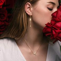 SKA Jewelry for Women Rotating Spindle Necklace for Girls Women Sleeping Beauty Cubic Zirconia Pendant Chain Necklace Adjustable 18.31''