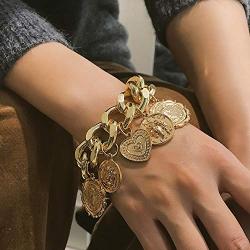 Denifery Gold Chain Bracelets Set for Women Adjustable Fashion Paperclip Link Italian Cuban Chunky Chain Bracelets Jewelry for Women Girls (Style 4)