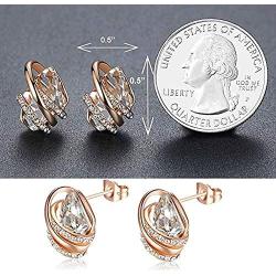 EMESLY 18K Rose Gold Plated Necklace/Earrings; Embellished with Premium Crystals, Nickel & Lead Free, Hypoallergenic Long Lasting Finish; Perfect Jewelry Gift for Women & Girls