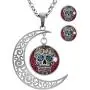 XUTAI Custom Vintage Glamour Moon Glass Necklace Stud Earring Jewelry Suit for Womens Mom