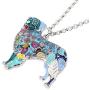 WEVENI Enamel Alloy Australian Shepherd Dog Necklace Pendant Pet Jewelry Gifts for Women Girls Ladies