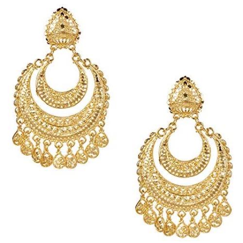 Bodha Traditional Indian 24K Gold Plated Traditional Chandelier Chandbali Gold Earrings for Women (SJ_1639)