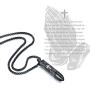 Molike Stainless Steel English Lords Prayer Cross Bullet Pendant Urn Ashes Necklace for Men, 22 Inch Chain