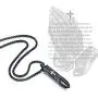 Molike Stainless Steel English Lords Prayer Cross Bullet Pendant Urn Ashes Necklace for Men, 22 Inch Chain