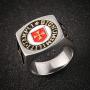 AsAlways Knights Templar Crusaders Cross Ring Gold Stainless Steel Jewelry with Latin Engraving