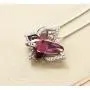 GEMMANCE Butterfly Crystal Necklace with Premium Birthstone, Silver-Tone, 18”+2” Chain