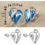 Leafael Infinity Love Heart Jewelry Set Bundle with Light Sapphire Blue Birthstone Crystal for March & December, Gifts for Women, Necklace & Earrings , Silver-tone