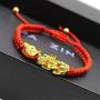Feng Shui The Best Red String Bracelet with Pi Xiu/Pi Yao and Carved Mantra Golden Good Luck Bead/Wealth Ingots Bracelet Jewelry