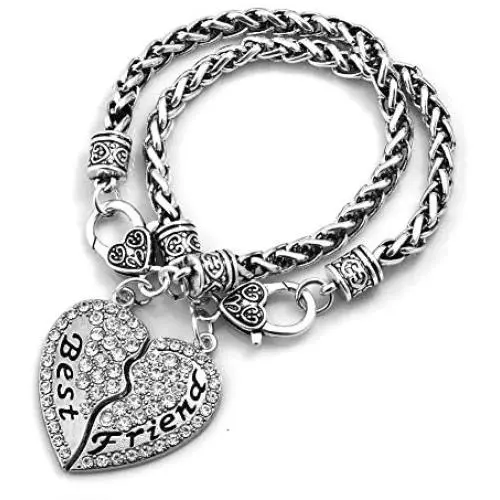 MZC Jewelry Best Friend Bracelet for 2 Girls Love Half Heart Shaped Friendship Bracelet Set for Women Sister MZC Jewelry Best Friend Bracelet for 2 Girls Love Half Heart Shaped Friendship Bracelet Set for Women Sister