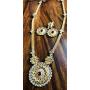 Touchstone Indian Bollywood Handcrafted Traditional Royal Mughal Kundan Polki Meenakari Enamel Colorful Wedding Designer Jewelry Long Necklace Set in Gold and Silver Tone for Women.
