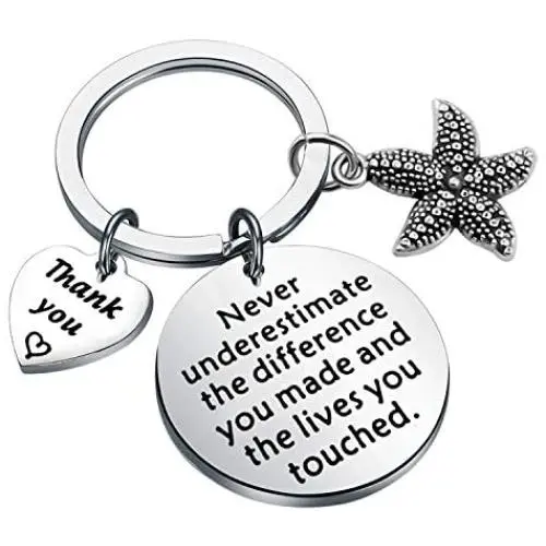 AKTAP Thank You Gift Starfish Bracelet Never Underestimate The Different You Made and The Lives You Touched Appreciation Gift for Social Worker VolunteerTeacher Employee