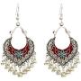 YAZILIND Women Drop Dangle Bohemian Earrings Flower Beaded Tassel Vintage Silver Hook Earrings Statement Ethnic Antique