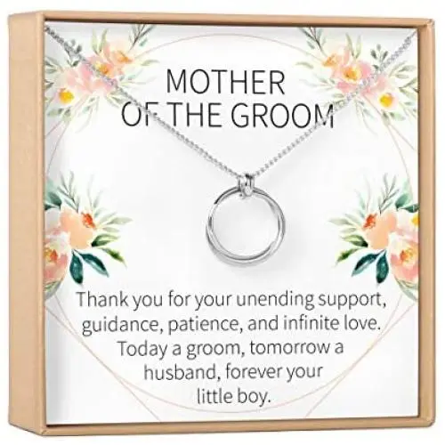 Mother of the Groom Gift Necklace: Parent of the Groom Jewelry, 2 Linked Circles (silver-plated-brass, NA) Mother of the Groom Gift Necklace: Parent of the Groom Jewelry, 2 Linked Circles (silver-plated-brass, NA)