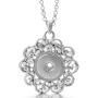 My Prime Gifts Snap Jewelry Rhinestone Flower Stainless Necklace 20''+2'' Ext. Holds 18-20mm