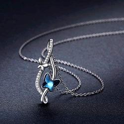 Butterfly Necklace, Infinity Necklace 925 Sterling Silver Butterfly Jewelry Infinity Jewelry for Women (Silver)