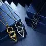 beautlace Three Triangles Geometric Necklaces 18K Gold/Silver/Black Gun Plated Circle and Square Pendant Charm Minimalist Jewelry for Men and Women beautlace Three Triangles Geometric Necklaces 18K Gold/Silver/Black Gun Plated Circle and Square Pendant Charm Minimalist Jewelry for Men and Women