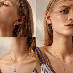 Aurora Tears Flower Necklace Earrings Sets Women 925 Sterling Silver Rose/Tulip/Catus Jewelry Birthday Dating Gift