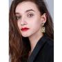 D.Rosse Lightweight Sequin Crystal Dangle Earring Metal Mesh Grid Tassel Drop Earrings Long Gold Shining Square Stud Earrings for Women Girls