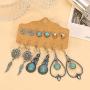 6 Pairs Fashion Vintage Drop Dangle Earrings Set for Women Bohemian Hollow Leaf Acrylic Earrings Jewelry for Gifts