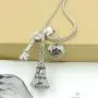 Pairs Eiffel Tower Necklace for Women Men Heart Key Pendant Silver Black/Platinum Plated Jewelry Long Chain Pairs Eiffel Tower Necklace for Women Men Heart Key Pendant Silver Black/Platinum Plated Jewelry Long Chain