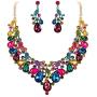 BriLove Wedding Bridal Jewelry Set for Women Austrian Crystal Teardrop Cluster Statement Necklace Dangle Earrings Set