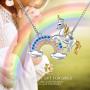 GRECIA Rainbow Unicorn Necklace for Girls Women, Lovely Animal Pendant Unicorn Jewelry for Daughter Niece Christmas Birthday Gifts
