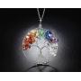 Blingsoul Tree of Life Pendant Necklace - Chakra Quartz Gemstones Silver Crystal Jewelry St. Patrick Day Gift for Women